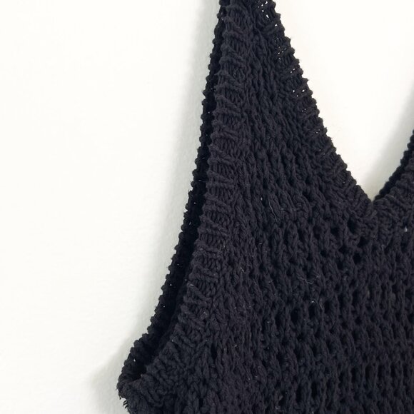 Free People Beach Dune Fauxchet Sweater Crochet Tank black M - Picture 3 of 7